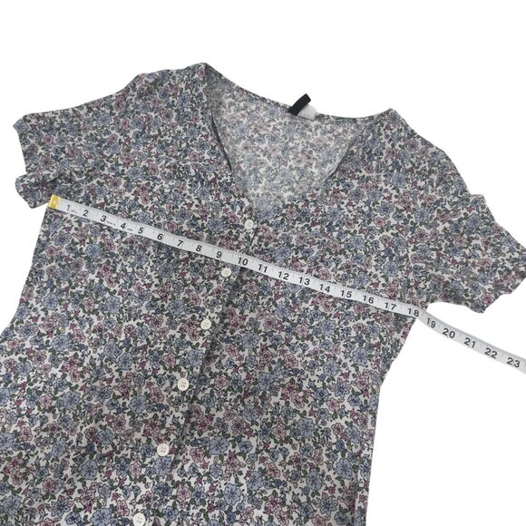H&M Divided Women Floral Viscose Button-Up Mini Dress SZ M Summer Casual - Picture 5 of 11